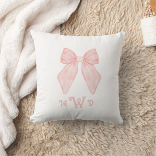 Monogram Pink Bow coquette aesthetic Baby  Cushion