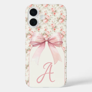 Monogram Pink Bow Coquette iPhone 16 Case