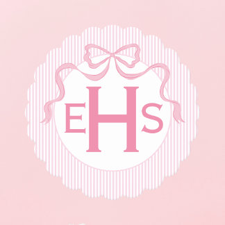 Monogram Pink Bow, Custom Ribbon Paper Coaster