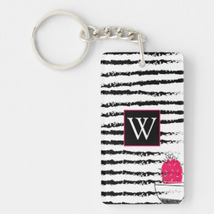Monogram Pink Cactus pattern Key Ring