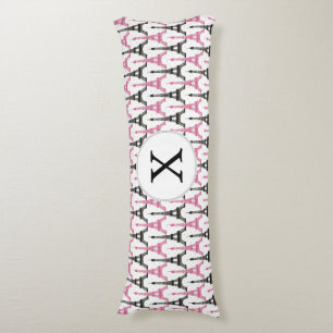 Monogram Pink Chic Eiffel Tower Pattern Body Cushion