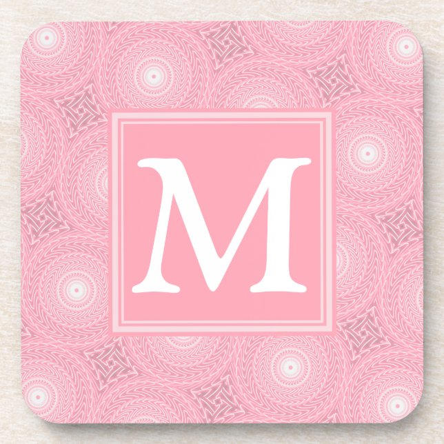 monogram pink circles coaster (Front)