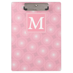 Monogram pink circles pattern clipboard