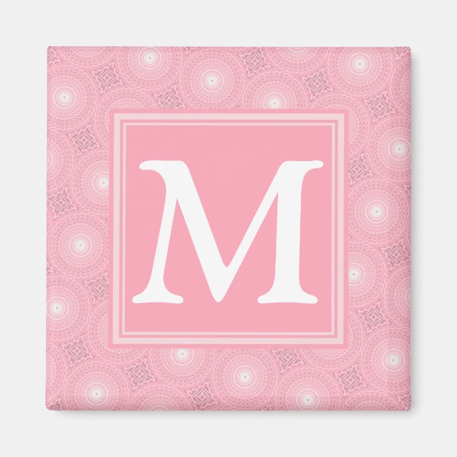 Monogram pink circles pattern magnet (Front)