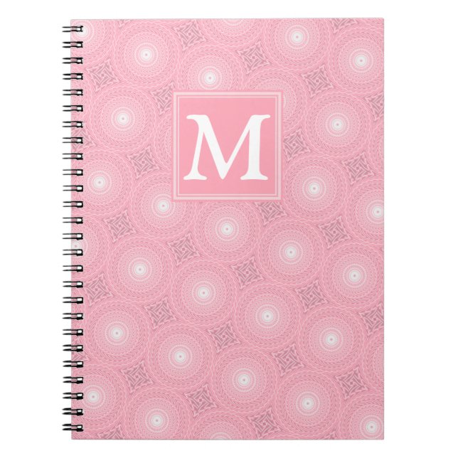 monogram pink circles spiral notebook (Front)