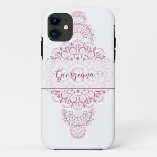 Monogram Pink Confetti Lace Ornamental Mandala Case-Mate iPhone Case