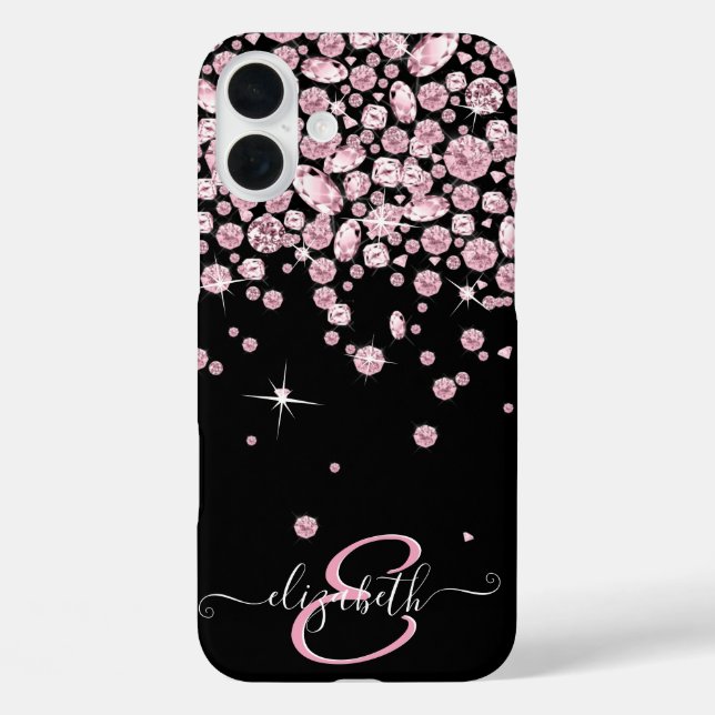 Monogram Pink Diamond Jewels Case-Mate iPhone Case (Back)