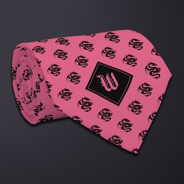 Monogram Pink Dragon Tie (Creator Uploaded)
