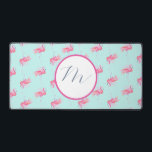Monogram Pink Flamingo Cute Desk Mat<br><div class="desc">Brighten your workspace with this cute pink deskmat, featuring a lively pattern of watercolor flamingos over a turquoise background. Designed for both style and function, this customisable desk mat allows you to add your monogram or logo—perfect for personalising your pink flamingo office decor or promoting your brand. Whether you're refreshing...</div>