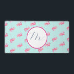 Monogram Pink Flamingo Cute Desk Mat<br><div class="desc">Brighten your workspace with this cute pink deskmat, featuring a lively pattern of watercolor flamingos over a turquoise background. Designed for both style and function, this customisable desk mat allows you to add your monogram or logo—perfect for personalising your pink flamingo office decor or promoting your brand. Whether you're refreshing...</div>