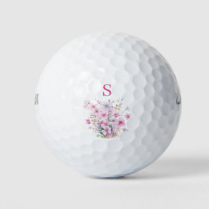 Monogram Pink Floral Botanical Golf Balls