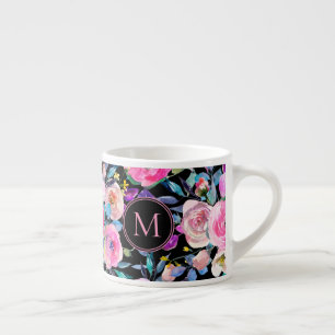Monogram Pink Floral Espresso Cup