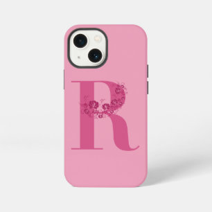 Monogram Pink Floral Letter R iPhone Case