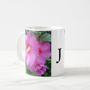 Monogram Pink Floral Photography Coffee Mug