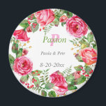Monogram Pink Floral Wedding  Magnet<br><div class="desc">Monogram Pink floral magnet.  Wonderful for weddings,  bridal showers and party favours ,  including and welcome packages.  However their usage goes beyond weddings.  They are nice  for party favours for Anniversaries and open house parties,  or a new home.</div>
