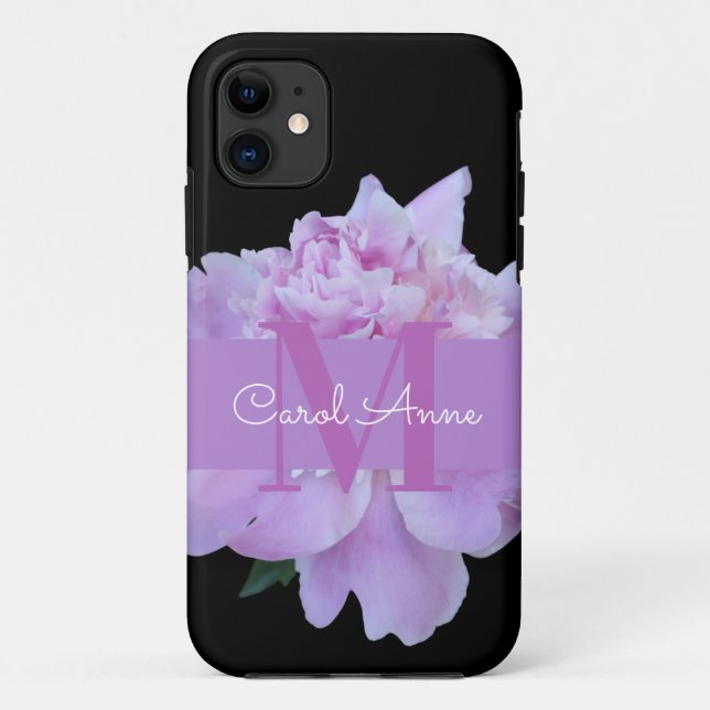 Monogram Pink Flower Classic Black Case-Mate iPhone Case (Back)