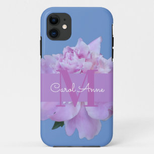 Monogram Pink Flower Soft Blue Case-Mate iPhone Case