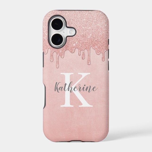 Monogram Pink Glitter Drips Glam (Back)