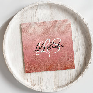 Monogram Pink Glitter Textured Business Card