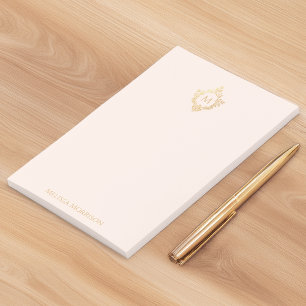 Monogram Pink Gold Crest Elegant Feminine Name Post-it Notes