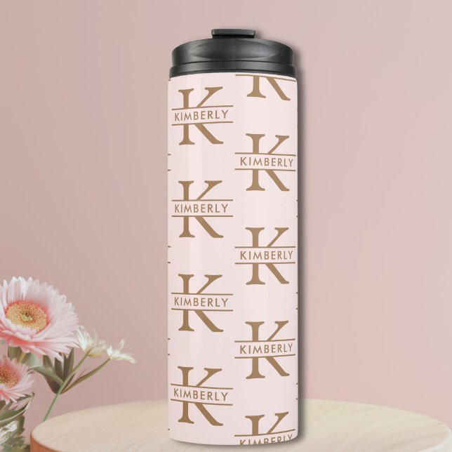 Monogram Pink Gold Modern Minimalist Stylish Thermal Tumbler (Monogram Pink Gold Modern Minimalist Stylish Thermal Tumbler)