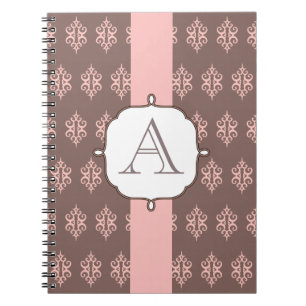 Monogram Pink Gray Lace Notebook Gift
