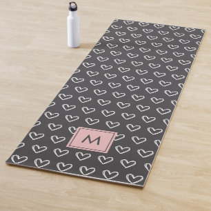 Monogram Pink Heart Pattern Yoga Mat
