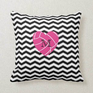 Monogram Pink Heart Volleyball Pillow