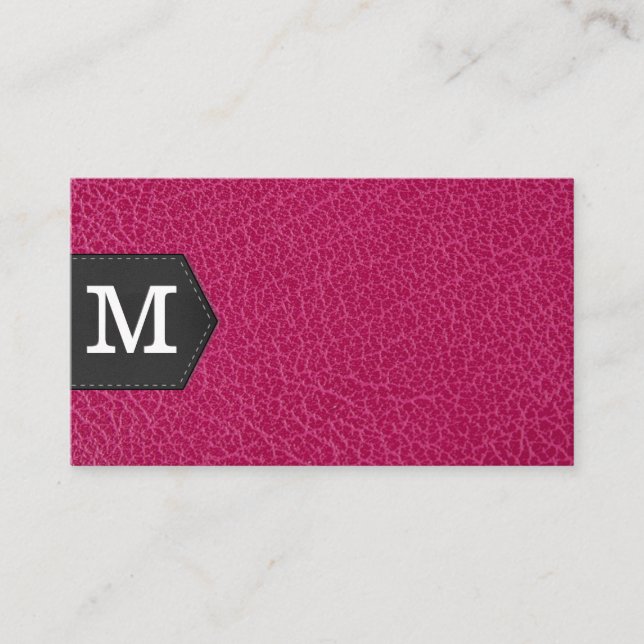 Monogram | Pink Leather and Patch Business Card (Front)