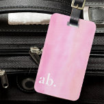 Monogram Pink Luggage Tag<br><div class="desc">This stylish luggage tag design features a pink watercolor background.
Easily customisable with your initials in modern white typography.
Original Watercolor © Michele Davies.</div>