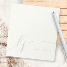 Monogram Pink Modern Minimal Feminine Rose Ivory