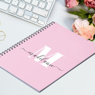 Monogram Pink Notebook  Custom Initial & Name
