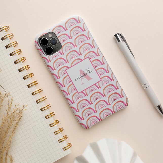 Monogram Pink Peach Rainbow Pattern Personalised (Creator Uploaded)