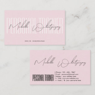 Monogram pink PERSONAL TRAINER modern script Business Card