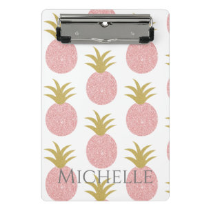 Monogram Pink Pineapple Mini Clipboard