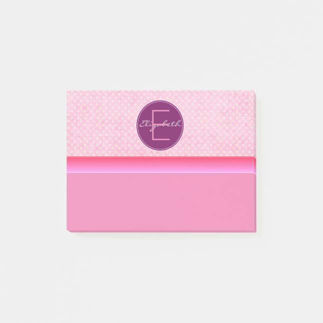 Monogram Pink Polka Dots Post-it Notes (Front)