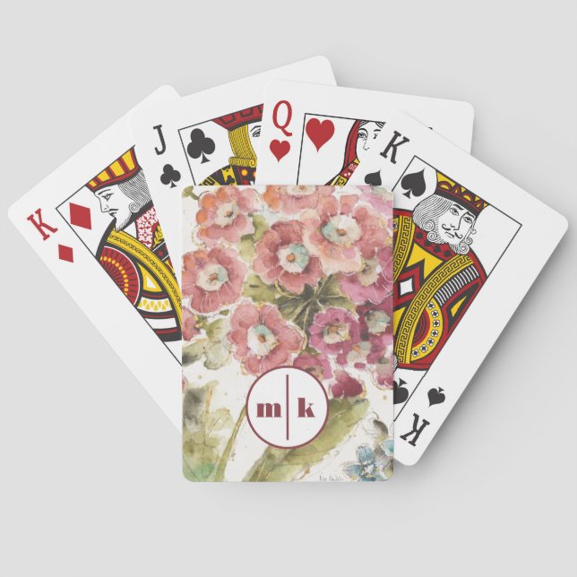 Monogram | Pink Primrose Playing Cards (Back)