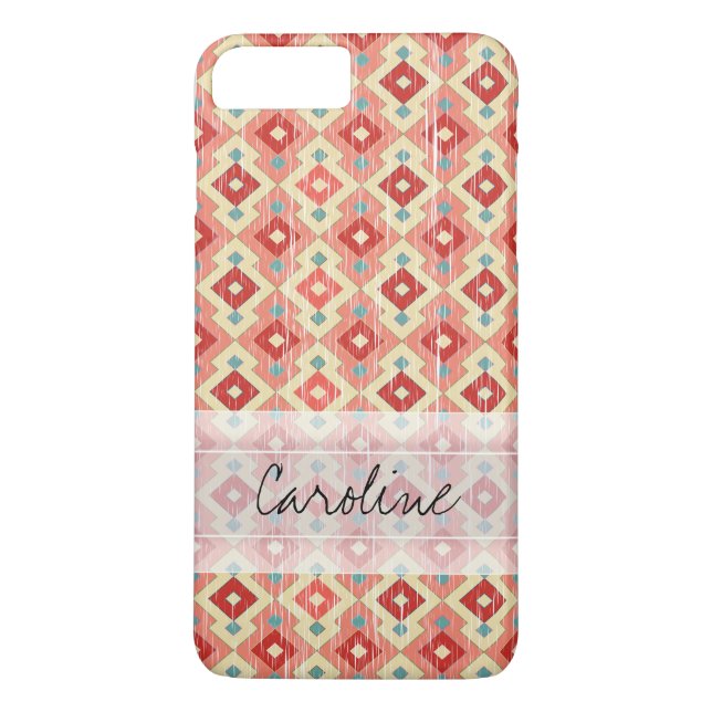 Monogram Pink Red Geo Tribal Ikat Diamond Pattern Case-Mate iPhone Case (Back)