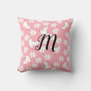 Monogram Pink Roller Skates Roller Skater Gift  Cushion
