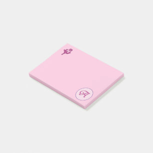 Monogram Pink Rose A Post-it Notes