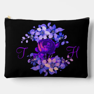 Monogram Pink Rose Elegant Custom Accessory Pouch