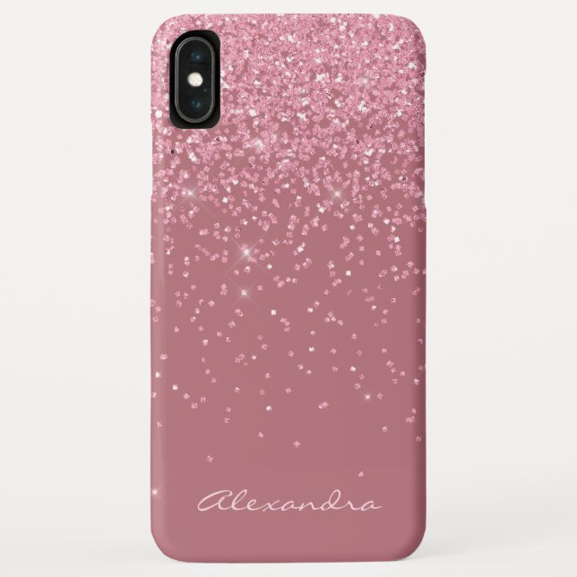 Monogram Pink - Rose Gold and Glitter Background Case-Mate iPhone Case (Back)