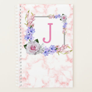 Monogram Pink Rose Planner