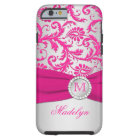 Monogram Pink, Silver Damask iPhone 6 case