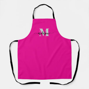 Monogram Pink Silver Personal  Apron