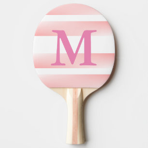Monogram Pink Stripe  Ping Pong Paddle