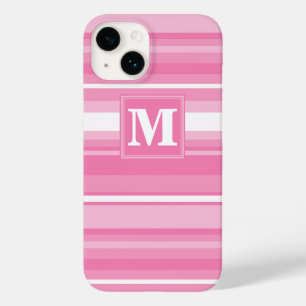 Monogram pink stripes Case-Mate iPhone 14 case