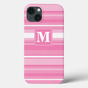 Monogram pink stripes Case-Mate iPhone case