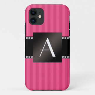Monogram pink stripes iPhone 11 case