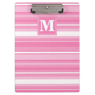Monogram pink stripes clipboard